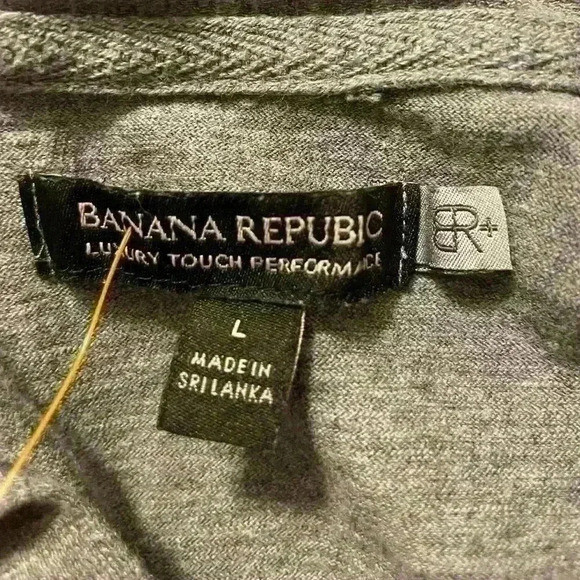 Banana Republic Luxury Touch Performance White Gray Stripes Polo size large - Picture 2 of 3